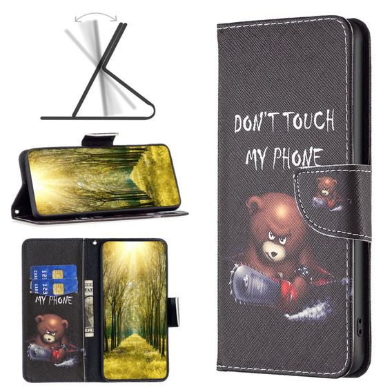 Etui z klapką do Infinix Hot 30, Wallet, Don't Touch My Phone czarne