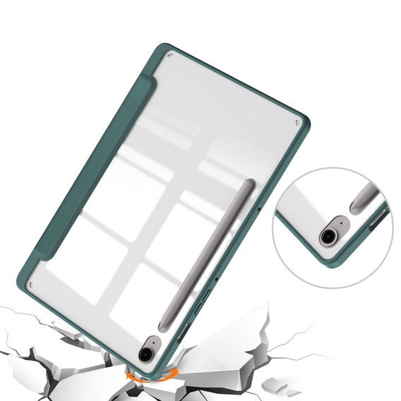 Etui do Samsung Galaxy Tab S9 FE / S10 FE, Smartcase Hybrid, z miejscem na rysik, ciemnozielone
