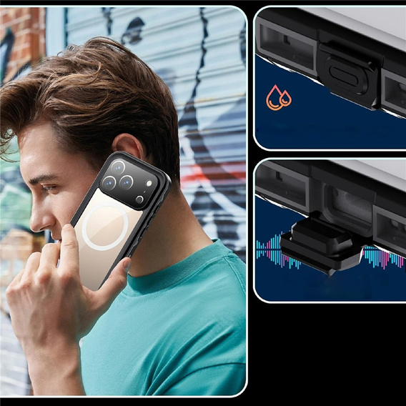 Etui Wodoodporne IP68 do iPhone 17 Pro, SHELLBOX MagSafe, czarne