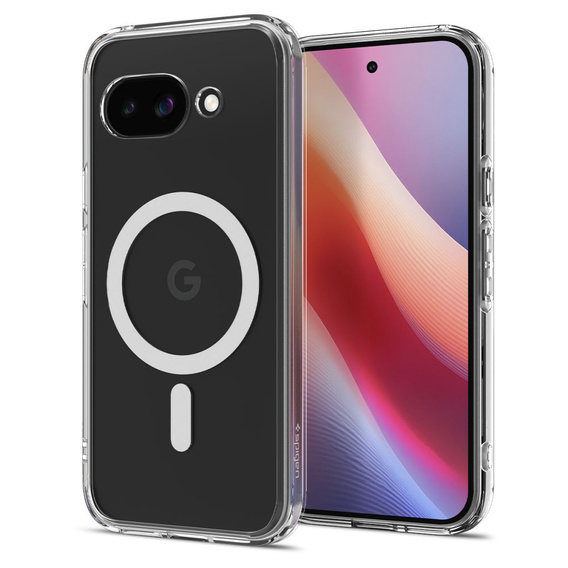 Etui z MagSafe Spigen do Google Pixel 9A, Ultra Hybrid, przezroczyste / białe + Szkło Hartowane 9H