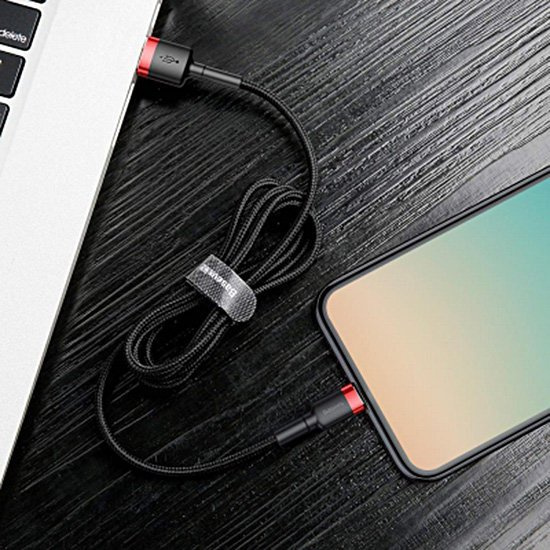 Baseus Cafule – kabel USB-A do Lightning 0,5 m 2,4A - czerwono-czarny