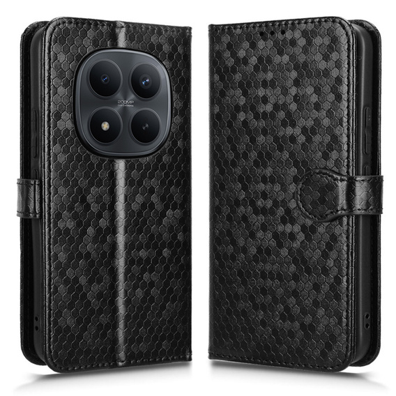 Etui z klapką do Xiaomi Redmi Note 15 Pro 4G, Wallet Rhombus, czarne