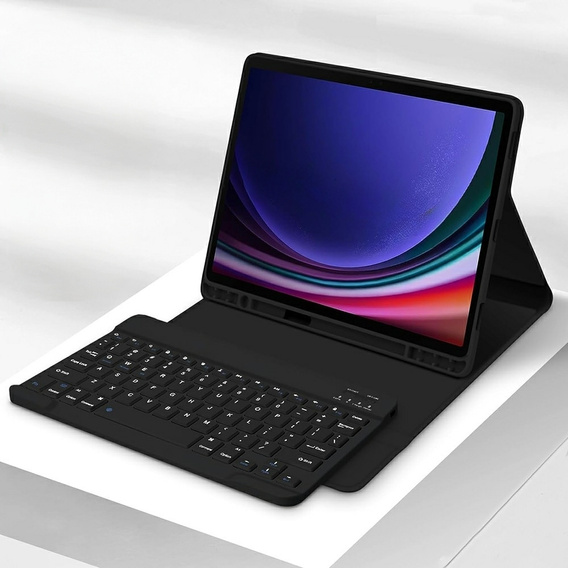 Etui z klawiaturą do Samsung Galaxy Tab S10 FE / S9 FE, Leather Pen Slot, czarne