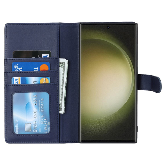 Etui z klapką do Samsung Galaxy S23 Ultra, Wallet, do MagSafe, granatowe