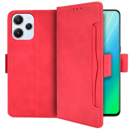 Etui z klapką do Xiaomi Redmi 12, Card Slot, czerwone