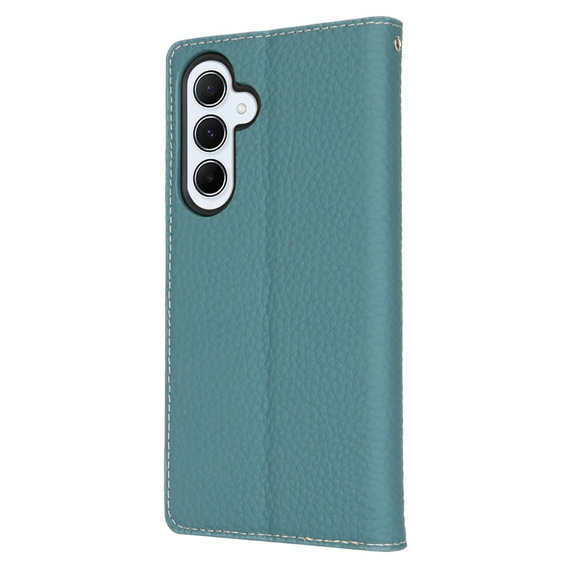 Etui z klapką do Samsung Galaxy S25+ Plus, Litchi Skin Grain, niebieskie