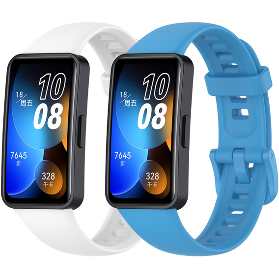 Pasek Silikonowy do Huawei Band 8 / Huawei Band 9 / Huawei Band 10, Biały, Niebieski