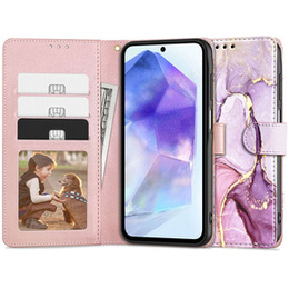 Etui Tech-Protect Wallet do Samsung Galaxy A55 5G, Marble, Różowe