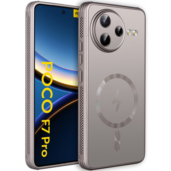 Etui do Xiaomi Poco F7 Pro, MagSafe, tytanowe złote