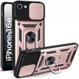 Etui pancerne do iPhone 16E, CamShield Slide, różowe + Szkło Hartowane 9H
