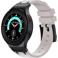 Pasek silikonowy do Samsung Galaxy Watch 4/5/6/7/FE 40/42/43/44/45/46/47mm, Beżowy / czarna klamra