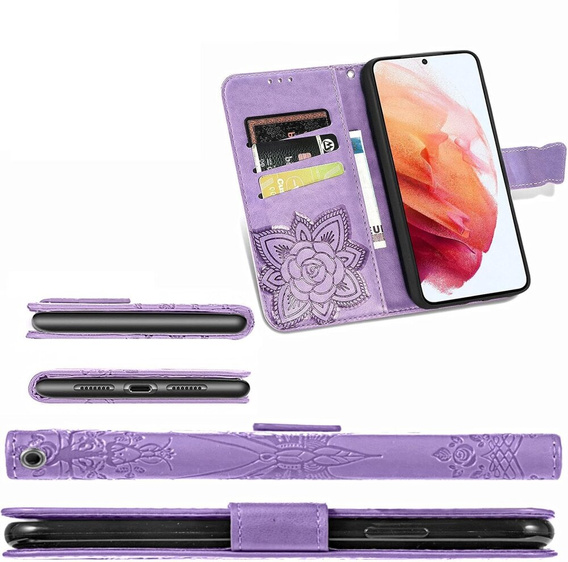 Etui z klapką do Oppo Reno 12 Pro, Butterfly, fioletowe