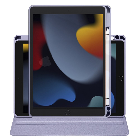 Etui do iPad 10.2" 2021/2020/2019 (9/8/7 gen.), z miejscem na rysik, Obrotowe 360°, Fioletowe