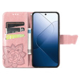 Etui z klapką do Xiaomi 14T Pro, Butterfly, różowe rose gold