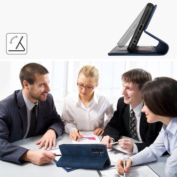 Etui z klapką do Samsung Galaxy A17 5G, Smart Suede - granatowe