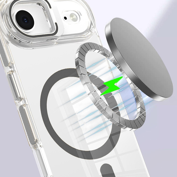 Etui do iPhone Air, do MagSafe, z podstawką, przezroczyste z szarymi akcentami