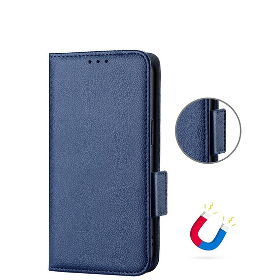 Etui z klapką do Cat S75 5G, Wallet Litchi Magnet, granatowe