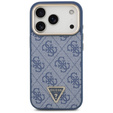 Etui GUESS do iPhone 17 Pro, 4G Triangle Logo MagSafe, niebieskie