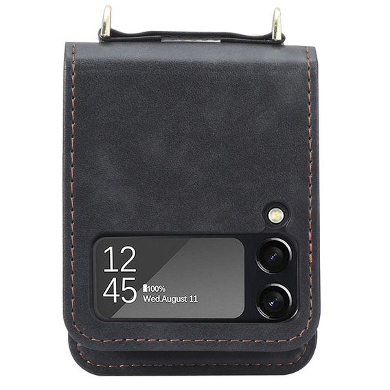 Etui Leather Card Slots do Samsung Galaxy Z Flip3 5G, Black