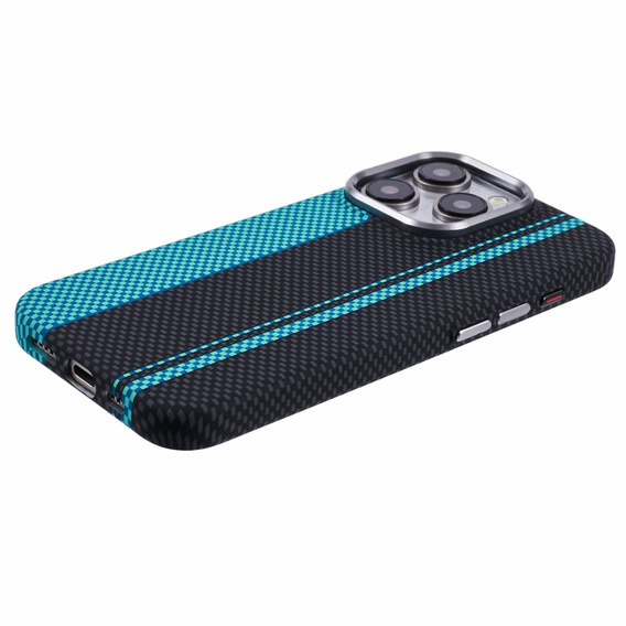 Etui do iPhone 14 Pro Max, Carbon Fiber MagSafe, czarne / niebieskie