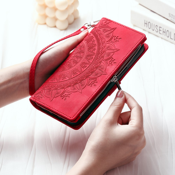 Etui z klapką do Xiaomi Redmi Note 13 Pro 4G / Xiaomi Redmi Note 14S / Xiaomi Poco M6 Pro 4G, Mandala, czerwone