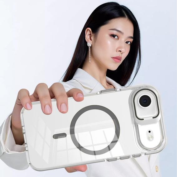 Etui do iPhone Air, do MagSafe, z podstawką, przezroczyste z szarymi akcentami