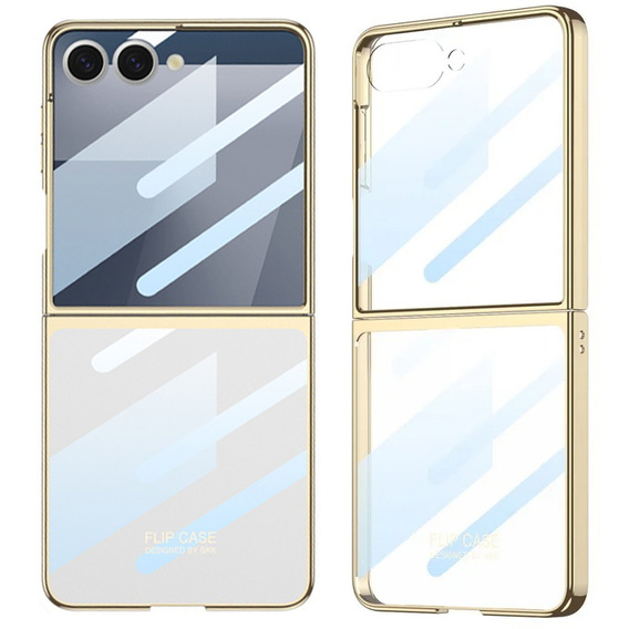 Etui ze szkłem do Samsung Galaxy Z Flip7 5G, PC Case, Złote