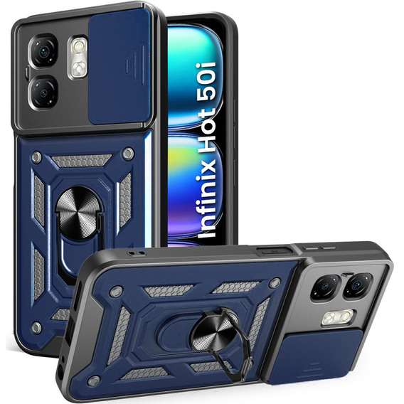 Etui pancerne do Infinix Hot 50i 4G, CamShield Slide, niebieskie
