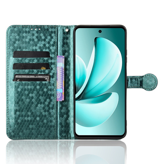 Etui z klapką do Realme C71, Wallet Rhombus, zielone