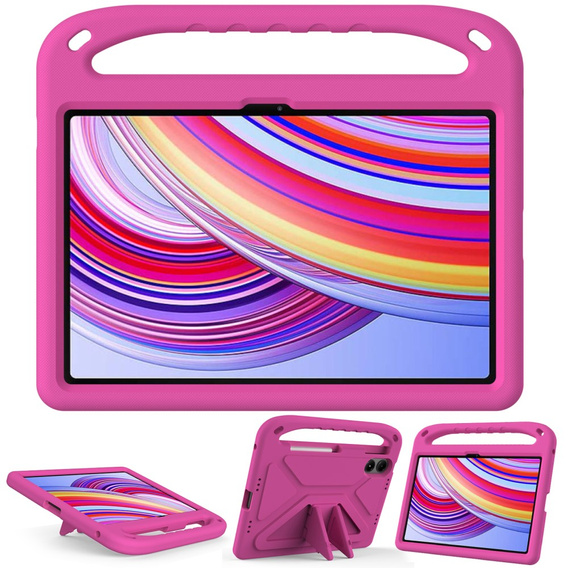 Etui dla dzieci do Xiaomi Redmi Pad Pro / Xiaomi Poco Pad, z uchwytem, różowe