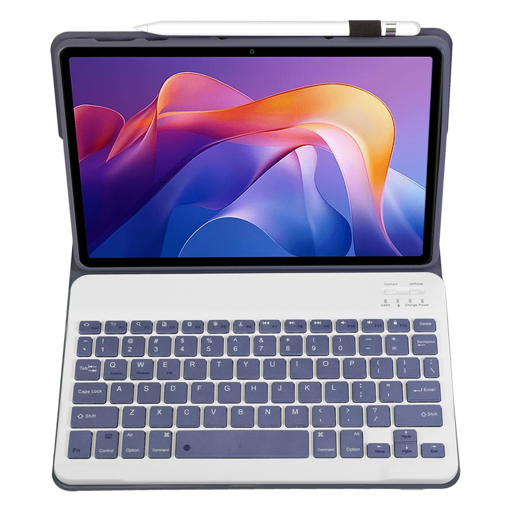 Skórzane fioletowe etui z klawiaturą Bluetooth do Xiaomi Redmi Pad 2 – elegancka ochrona