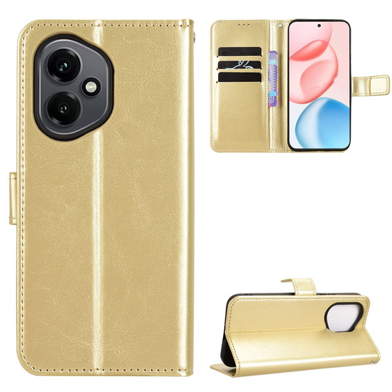Etui z klapką do Honor 400 5G, Crazy Horse Wallet, złote