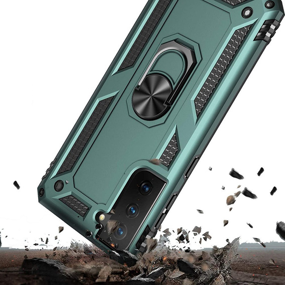 Etui pancerne do Samsung Galaxy S21, Nox Case Ring, zielone