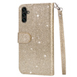 Etui z klapką do Samsung Galaxy A56 5G, Wallet Zipper Pocket Glittery, złote