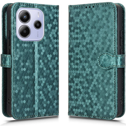 Etui z klapką do Xiaomi Redmi Note 14 4G, Wallet Rhombus, zielone