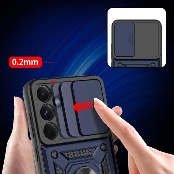 Etui pancerne do Samsung Galaxy A56, CamShield Slide, niebieskie + Szkło Hartowane 9H