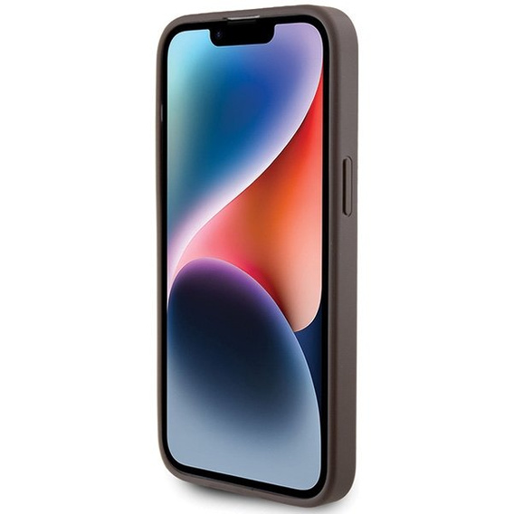 Etui GUESS do iPhone 15 Pro Max, 4G Metal Gold Logo, brązowe