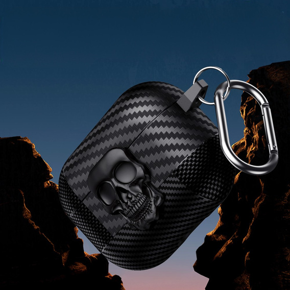 Etui ochronne z motywem czaszki do AirPods 4 – czarne