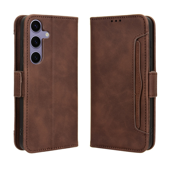 Etui z klapką do Samsung Galaxy S25 FE, Card Slot, brązowe