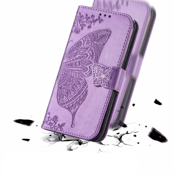 Etui z klapką do Motorola Moto G24 / G24 Power / G04, Butterfly, fioletowe