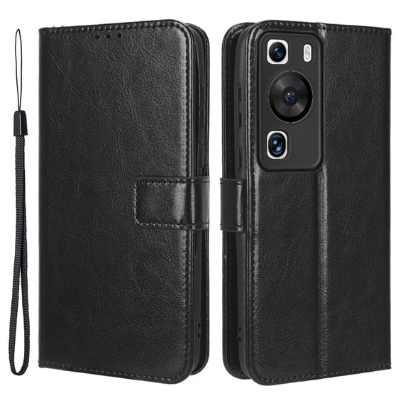 Etui z klapką do Huawei P60 / P60 Pro, Crazy Horse Wallet, czarne