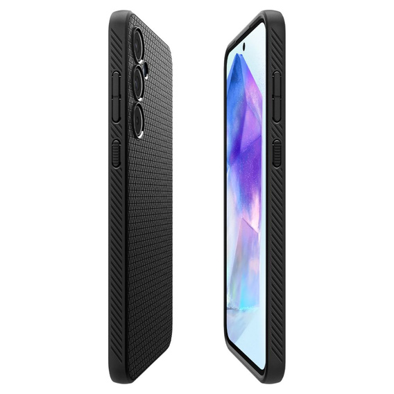 Etui Spigen do Samsung Galaxy A55 5G, Liquid Air, czarne + Szkło Hartowane 9H