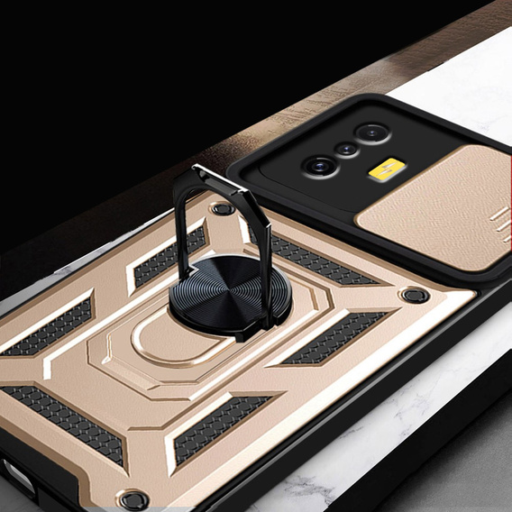 Etui pancerne do Xiaomi Poco F4 GT, CamShield Slide, złote