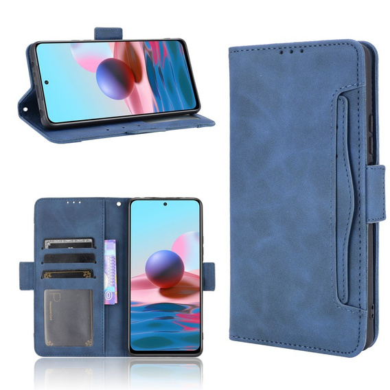 Etui z klapką do Xiaomi Redmi Note 10 Pro, Card Slot, niebieskie