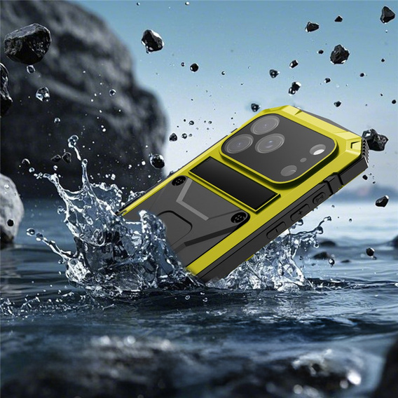 Etui R-JUST do iPhone 17 Pro z wbudowaną ochroną ekranu - żółte