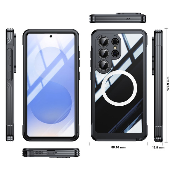 Etui do Samsung Galaxy S26 Ultra, Shockproof, ze szkłem, do MagSafe, czarne