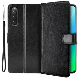 Etui z klapką do Sony Xperia 10 V, Crazy Horse Wallet, czarne