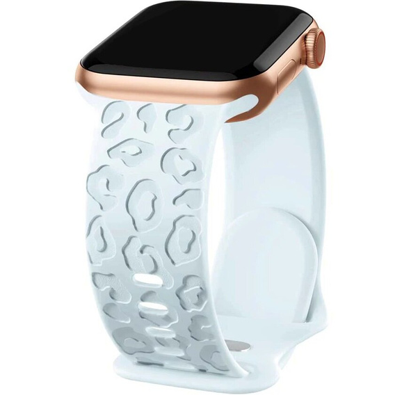 Pasek Silikonowy do Apple Watch 1/2/3/4/5/6/7/8/9/10/SE 38/40/41/42mm, Leopard, Turkusowy