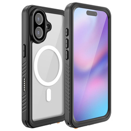 Etui Wodoodporne IP68 do iPhone 17, Redpepper, do MagSafe, przezroczyste z czarną ramką