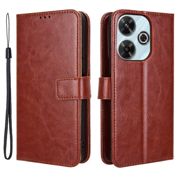 Etui z klapką do Xiaomi Redmi 13, Crazy Horse Wallet, brązowe